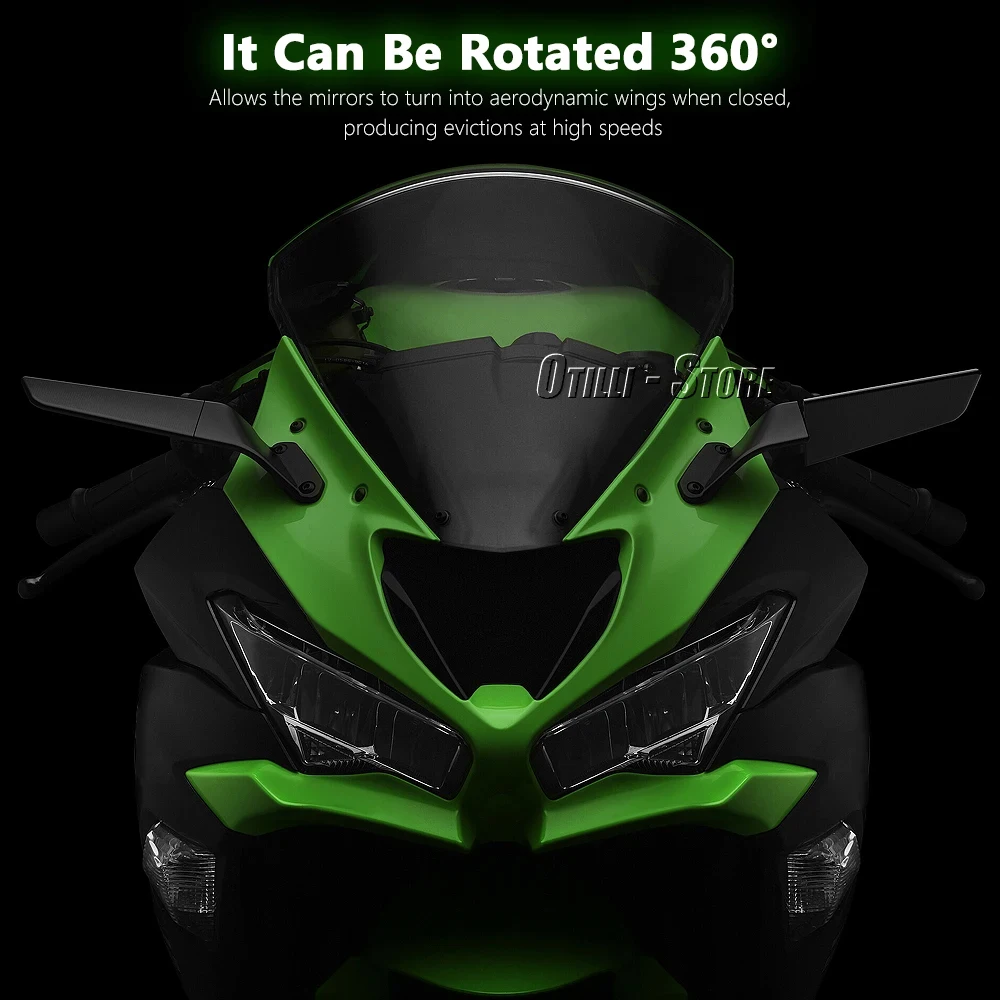 Фото Для Kawasaki Ninja 636 ZX-6R ZX6R ZX 6R 2019-2024 аксессуары для мотоциклов черные задние зеркала зеркала бокового вида зеркало заднего вида №4