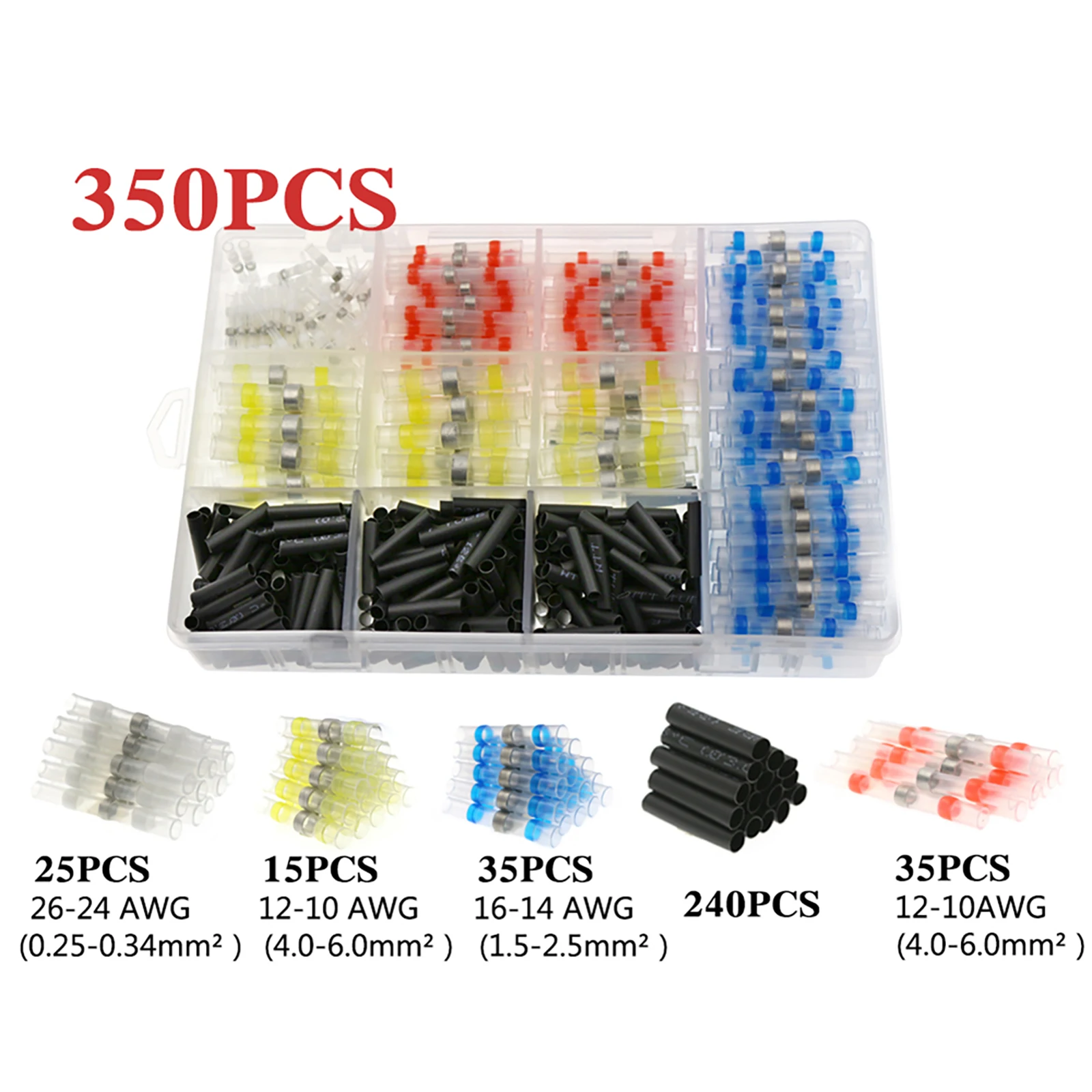 

350PCS Welding Ring Heat Shrink Tube Solder Ring Heat Shrink Sleeve Heat Shrink Terminal Waterproof Solder Tools