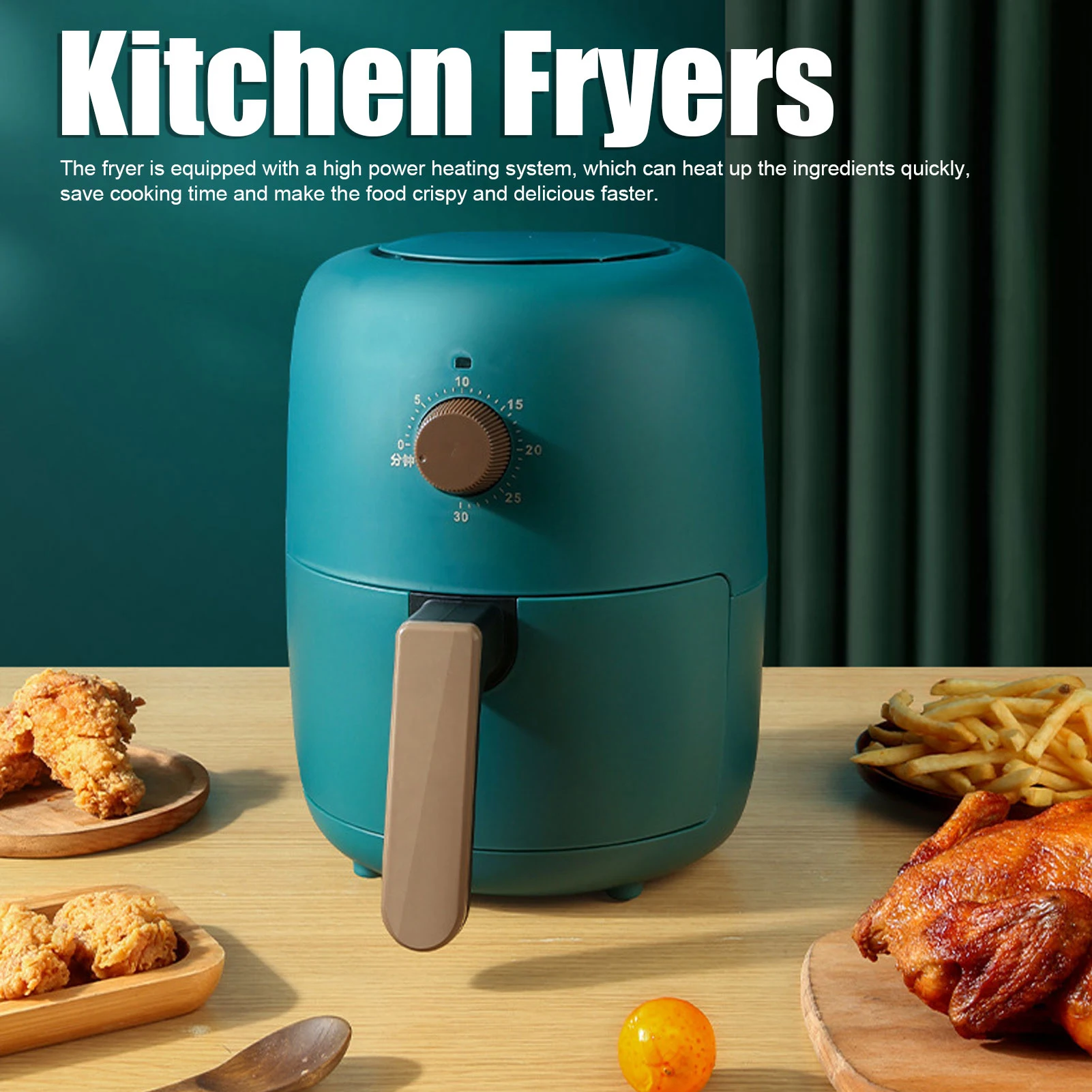 

3.2L 1200W Oil Free Fryers Time Saving 360 Degree Circular Heating Oilless Electric Cooker for Home Party Festival EU Plug 220V