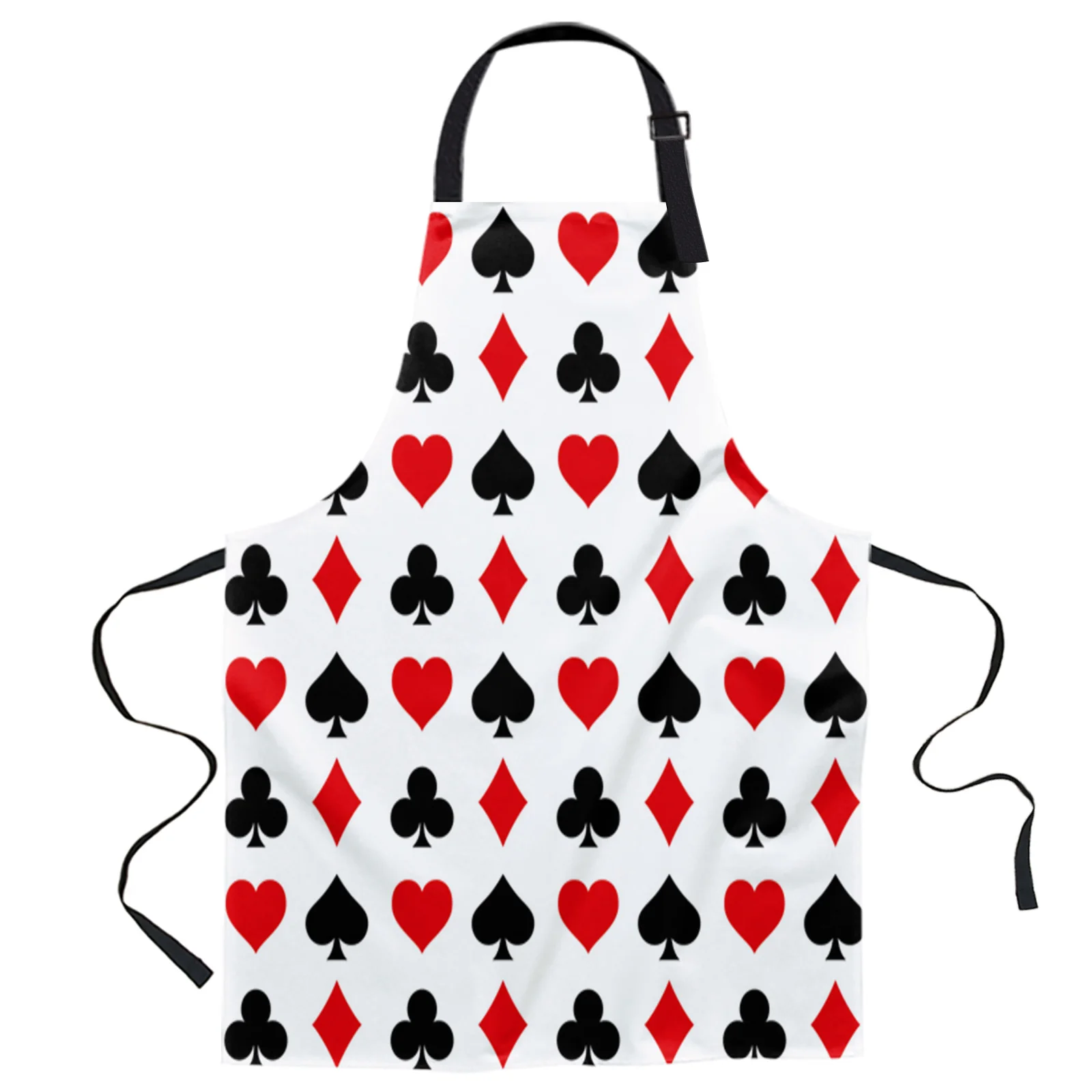

Squares Spades Hearts Poker Plaid Design Adjustable Canvas Kitchen Coffee Apron Ladies Couple Cooking Dining