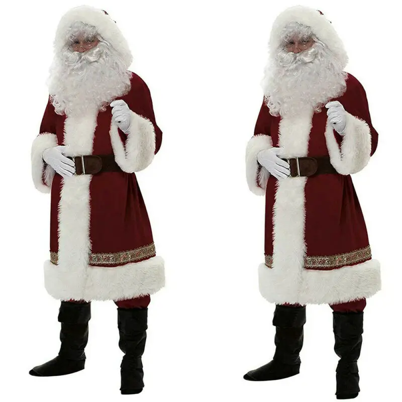 

Deluxe Father Christmas Santa Claus Costume Cosplay Santa Claus Clothes Fancy Dress In Christmas Men Costume Suit For Adults hot