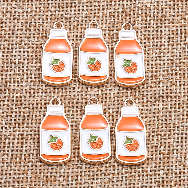 

10pcs 10*22mm Cute Enamel Strawberry Drinks Charms for Jewelry Making Necklaces Earrings Pendants DIY Crafts Accessories