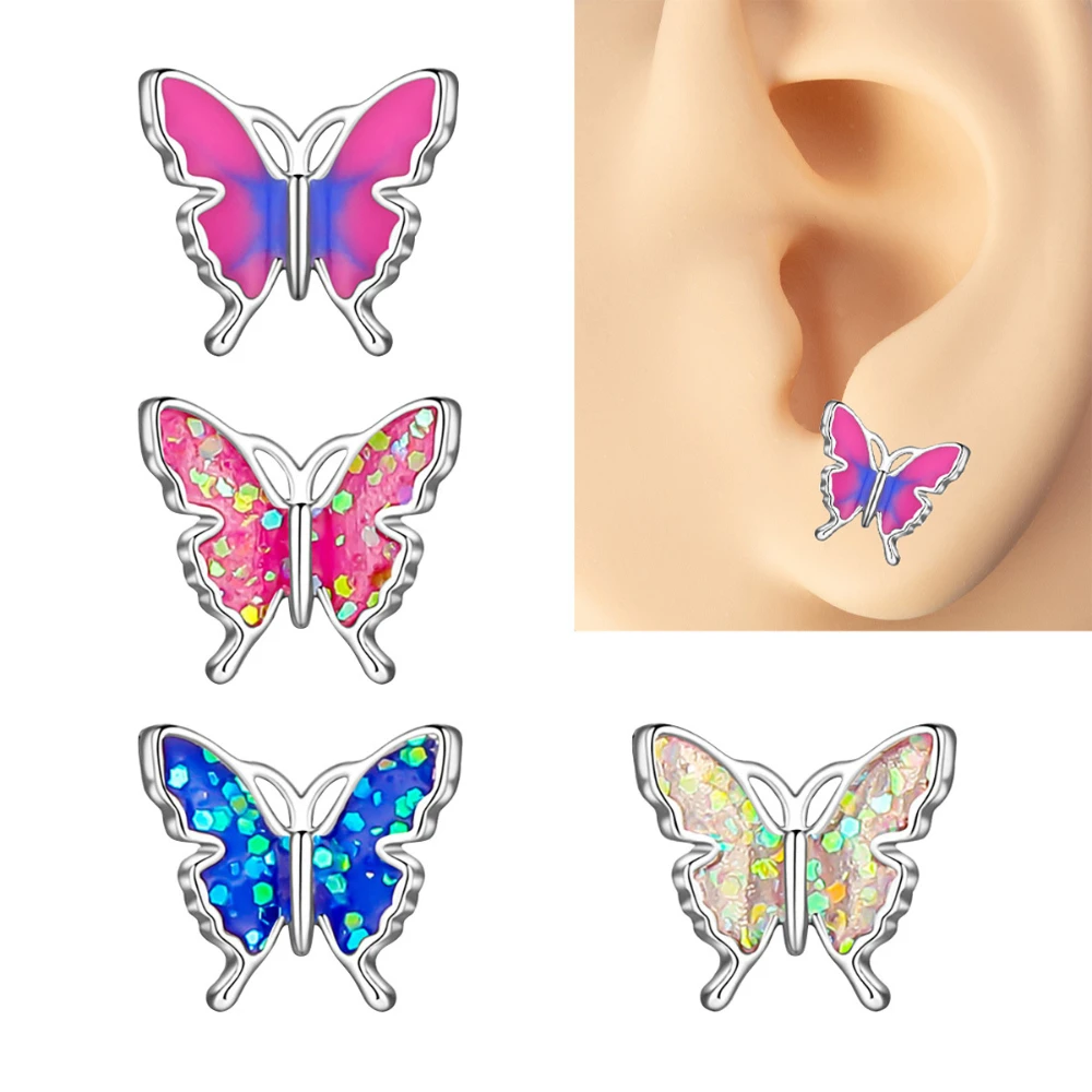 

Guemcal 1 пара Капельное масло бабочка уха кость ногтей пирсинг ювелирные изделия магазин серьги пирсинг ювелирные изделия стойки новые серьги