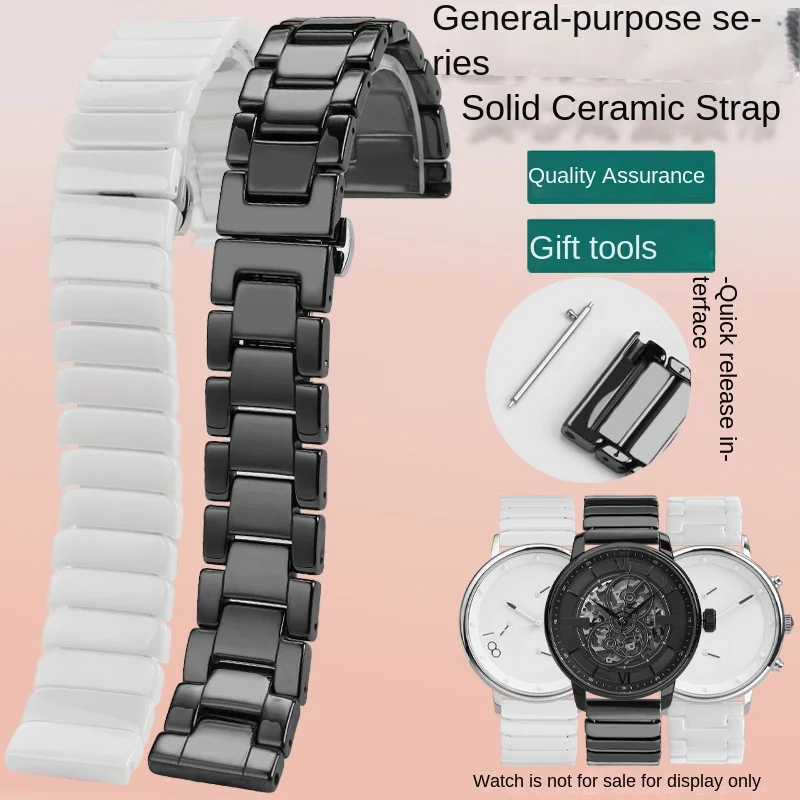 Черный/белый керамический ремешок браслет 18 мм 20 22 для Swatch подводное плавание Armani