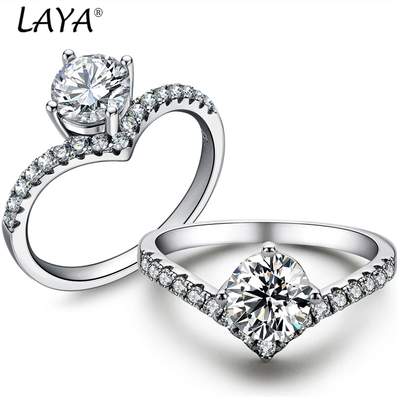 

LAYA 1CT 6.5mm Round Plated 925 Silver Moissanite Ring For Women Diamond Wedding Band Anniversary Gift Jewelry 2022 Trend GRA