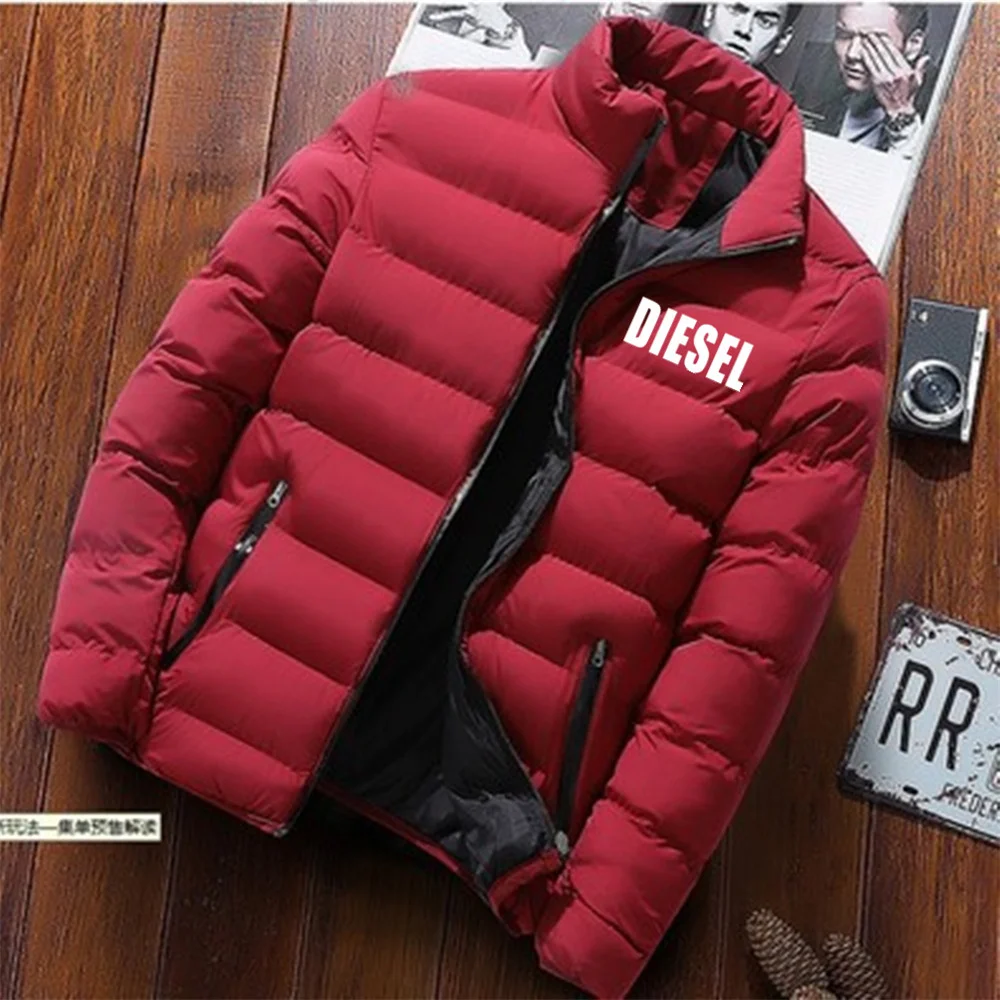 Men's New  Autumn and Winter Cotton Jacket Fashion Trend Short Standing Collar Zipper Windproof Warm Cotton Jacket