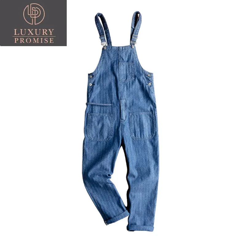 

Комбинезон мужской джинсовый в стиле хип-хоп, модный Свободный комбинезон из денима на подтяжках, уличная одежда, синие брюки, весна
