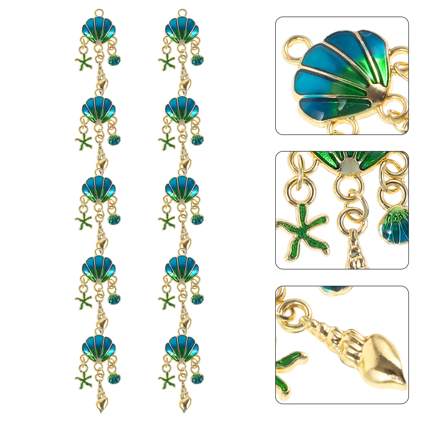 

10 Pcs Necklace Pendants Charms Jewelry Making Bulk Earrings Supplies Seashell Shaped DIY Accessories Alloy Keychain Clasp