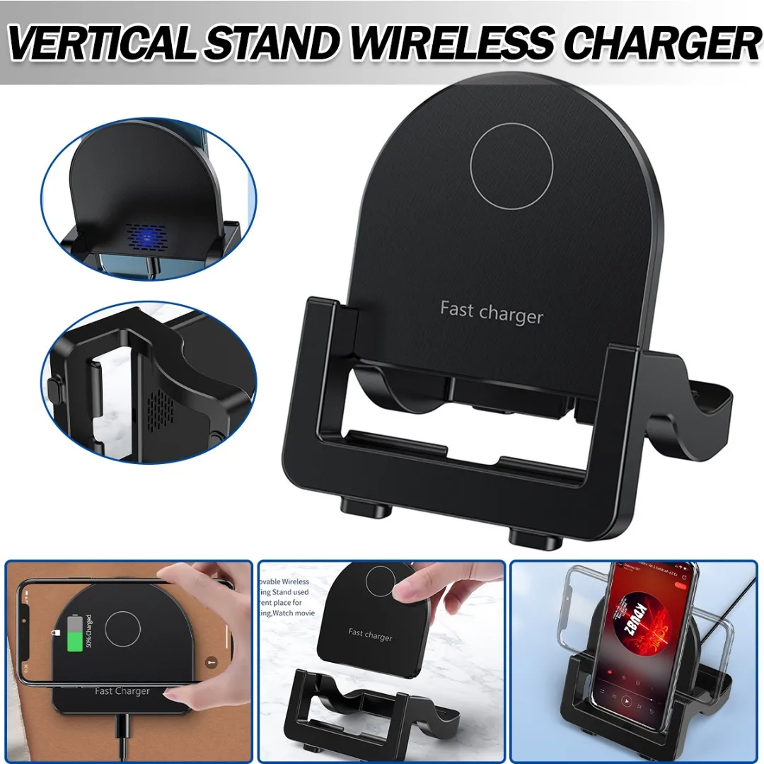 

15W Portable Wireless Fast Charger Stand Dock Charging Removable Mobile Phone Desktop Chargers Vertical Holder
