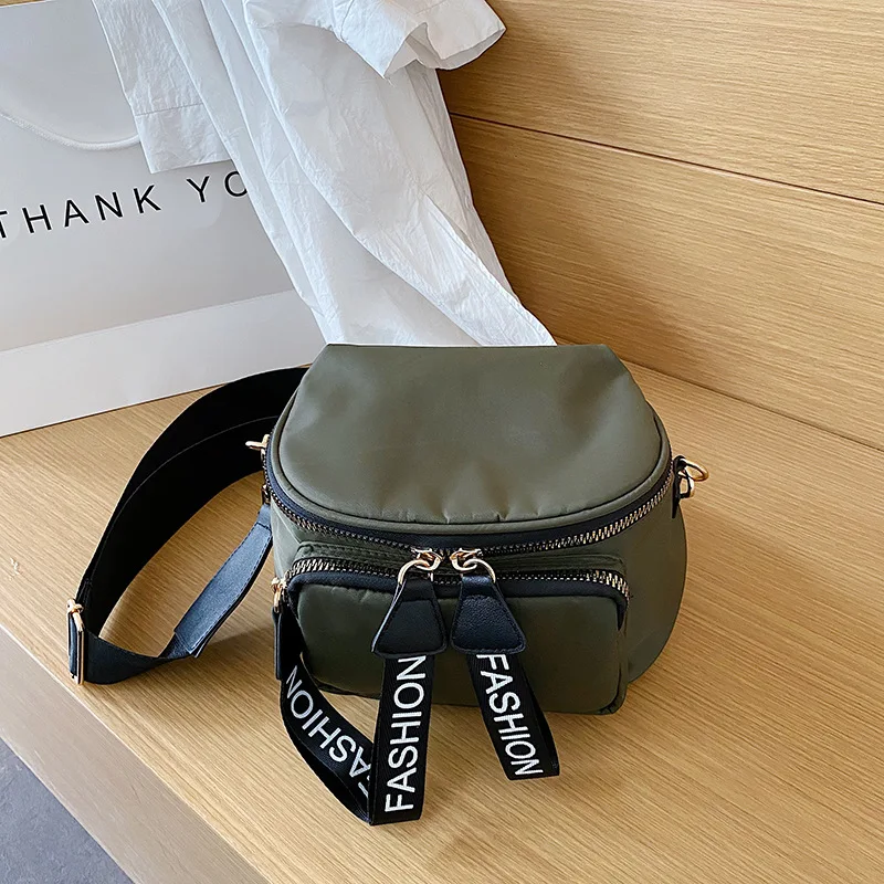 Nylon Messenger Crossbody Bag Cute Chic Women Shoulder Bag Zipper Large Capacity Shopper Bags Pure Color Casual Tote Outdoor Bag