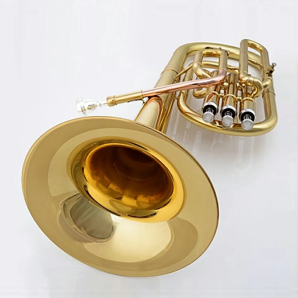 Альтовая труба Eflat Латунь Лакированный золотой альт-рог 3 вертикальный ключ