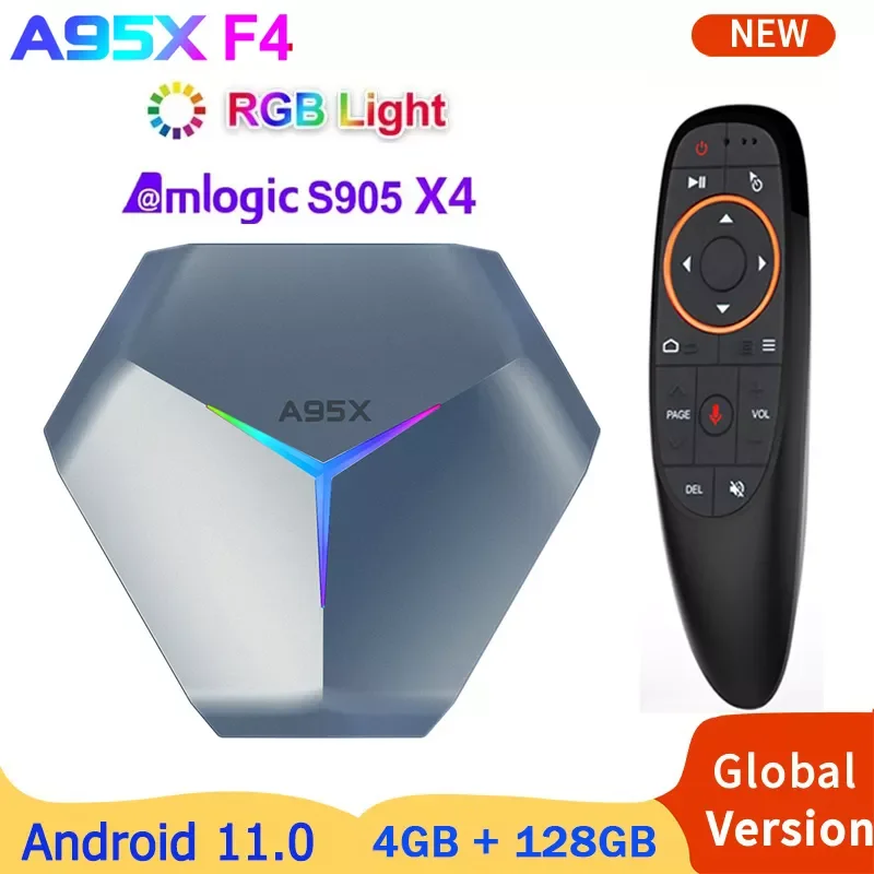 

Android 11 RGB Light Smart TV Box Amlogic S905X4 4GB 64GB 128GB H.265 4K 60fps 2.4G/5G Wifi Google Player Youtube A95X F4 TVBOX