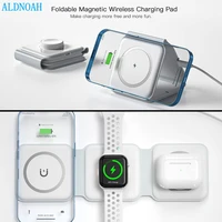 4 in 1 wireless charger pad magnetic foldable charging station fast charging for iphone 13 12 pro max 11 x 8 iwatch 7 6 airpods