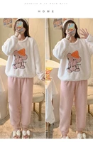 plus velvet warm all match sweet and cute casual pajamas for autumn and winter new simple and loose korean embroidered pajamas
