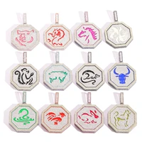 iced out 12 animal horoscope necklace for women cubic zirconia hiphop zodiac necklace chinese lucky symbol jewelry gift