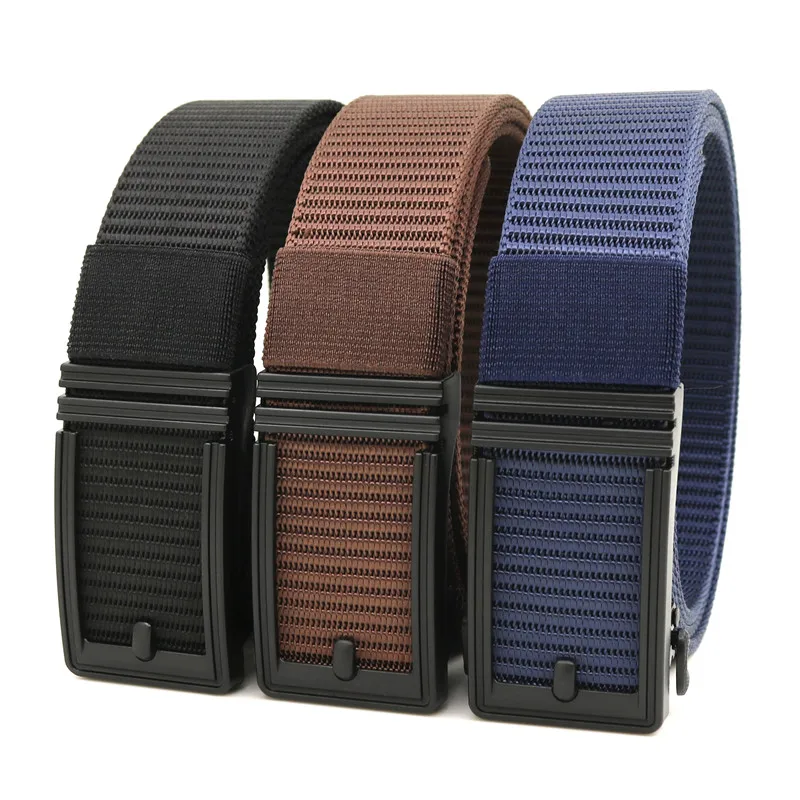 

LannyQveen New Men's Automatic Buckle Belts For Men Canvas Male Belt Polyester Tactical Belts outdoor