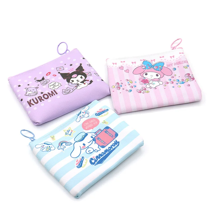 

New Sanrio Wallet Pu Material Cartoon Kawaii Kuromi Melody Hello Kitty Cinnamoroll Cute Fresh Sweet Wallet Coin Bag Girl for Kid