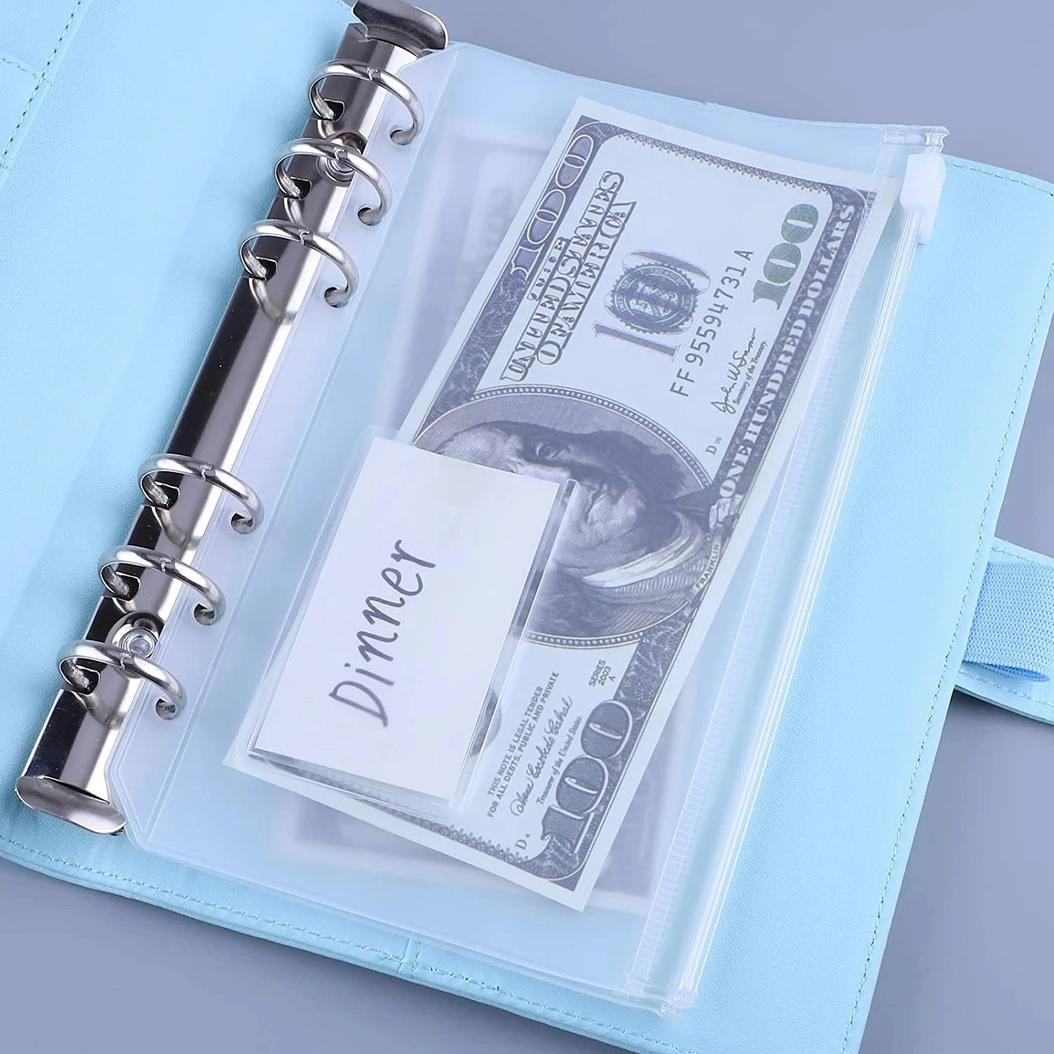 12Pcs A5/A6 Size Binder Pockets with Label PVC Cash Budget Zipper Envelopes 6-Holes Binder Pouches Folders for Notebook images - 6