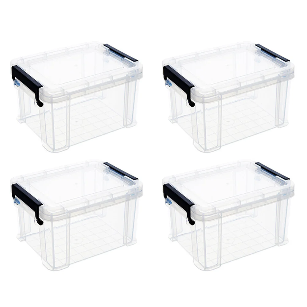 

4 Pcs Miniature Toys Plastic Bins Storage Cosmetics Sundries Organizer Toy Holder Container Household Case White