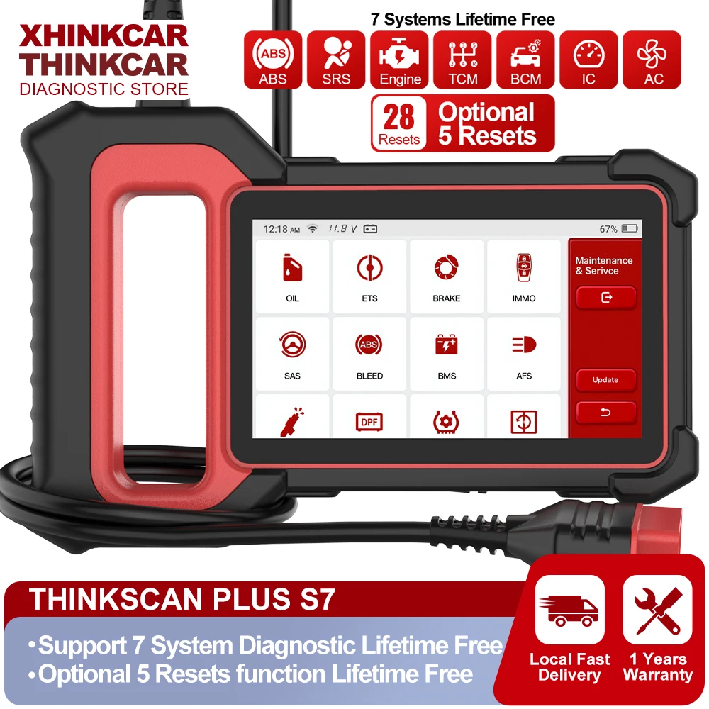Профессиональный диагностический инструмент THINKCAR Thinkscan Plus S7, диагностические автомобильные сканеры, считыватель кодов, Автомобильный сканер obd2