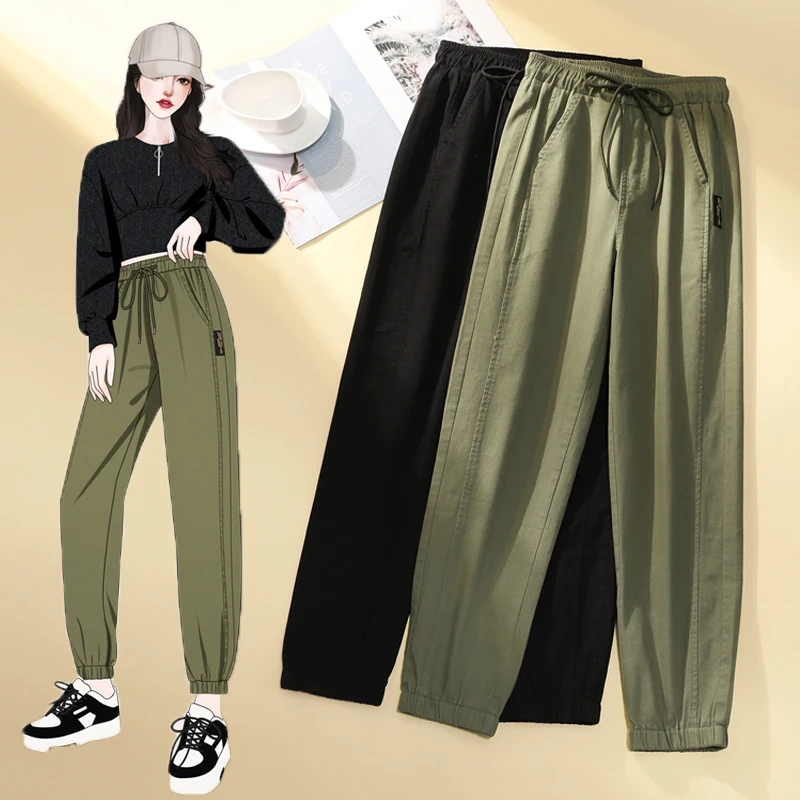 Женские брюки-карго с эластичным поясом