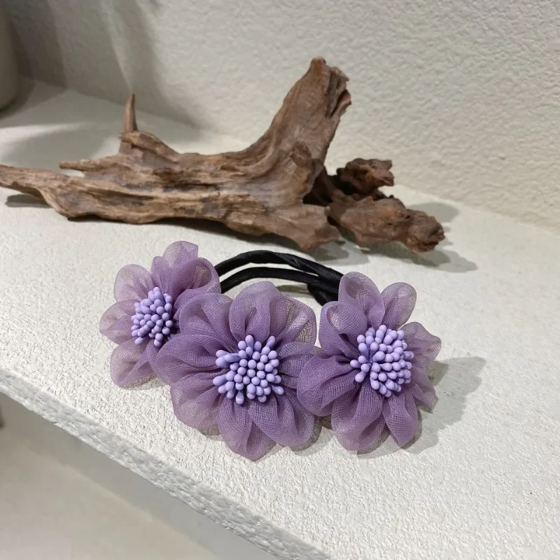 Женский элегантный шифоновый пучок с цветком создатель прически Maruko длинный