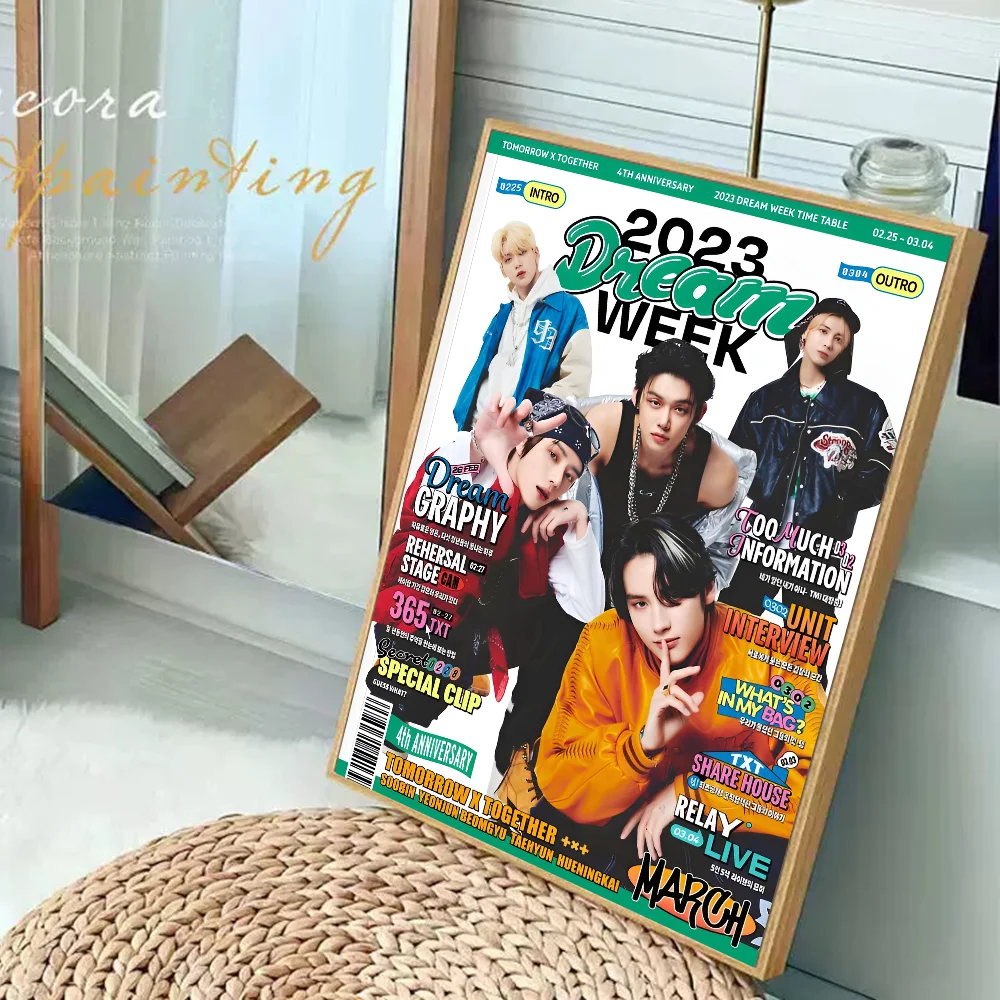Kpop T-Tomorrow X T-Together TXT Anime Posters Sticky Whitepaper Prints Artwork Kawaii Room Decor
