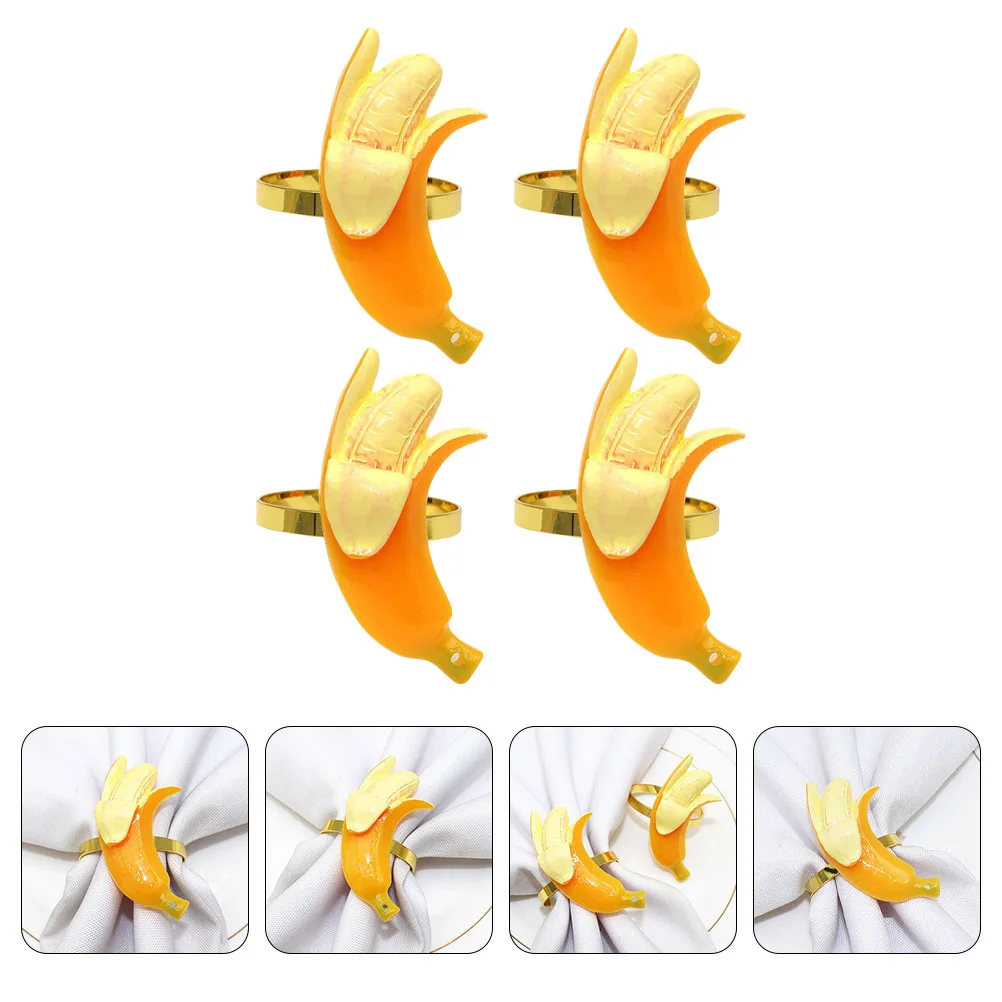 

Napkin Rings Holder Ring Buckle Fruit Summer Hawaiian Serviette Wedding Table Luau Tropical Party Holders Banana Paper Circle