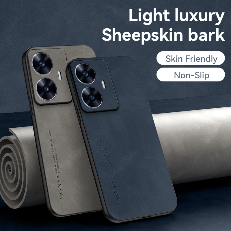 

Luxury Leather Case for Oppo Realme C55 RMX3710 Soft Silicone Armor Shockproof Heat Dissipation Phone Cover for OppoRealmeC55