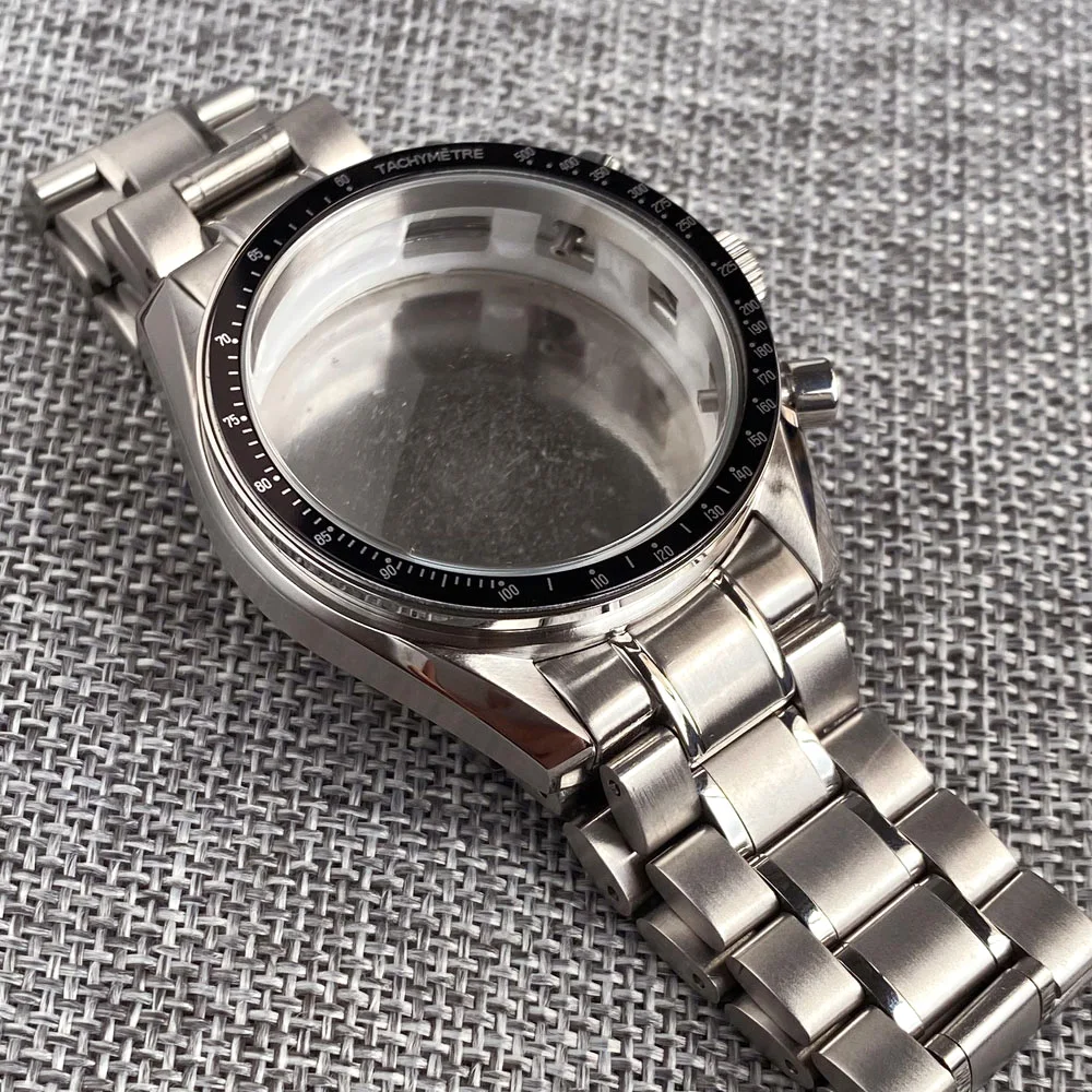 Фото Для Speedmaster 40 мм VK63 серебряный корпус для часов синий зеленый черный серебряный вставка для VK63 кварцевый хронограф механизм стальной браслет №3