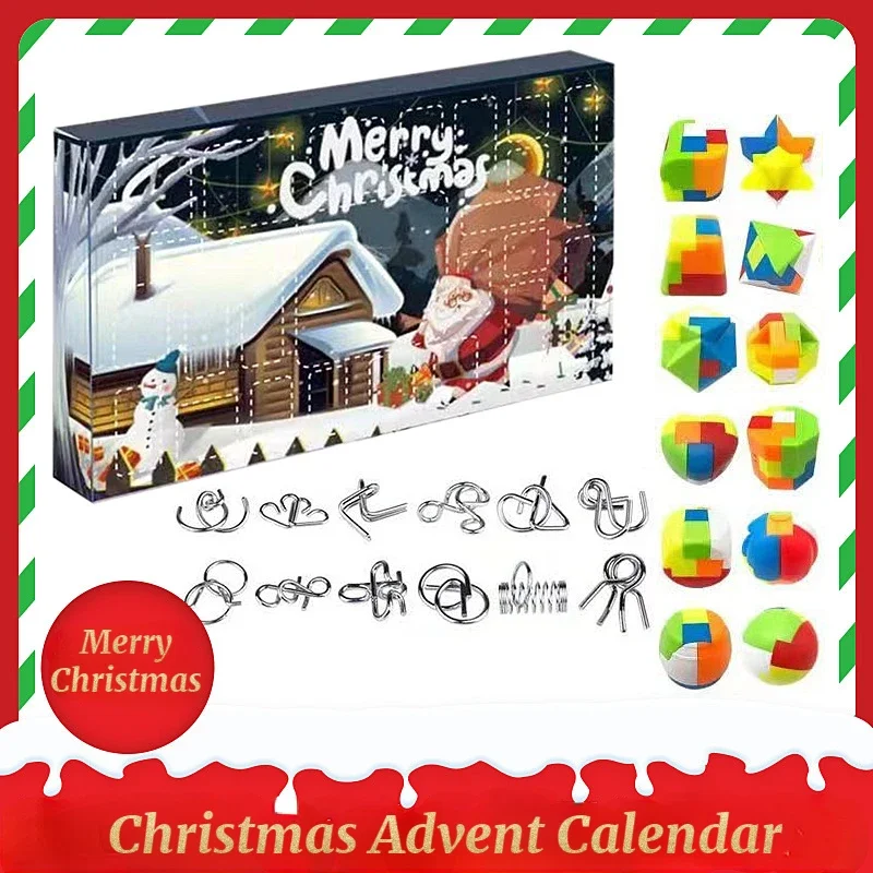 

Детский календарь и календарь для творчества, головоломка, игрушка, мозг, календарь с обратным отсчётом 24 дня, сюрприз, Рождественский Декор, подарок для детей