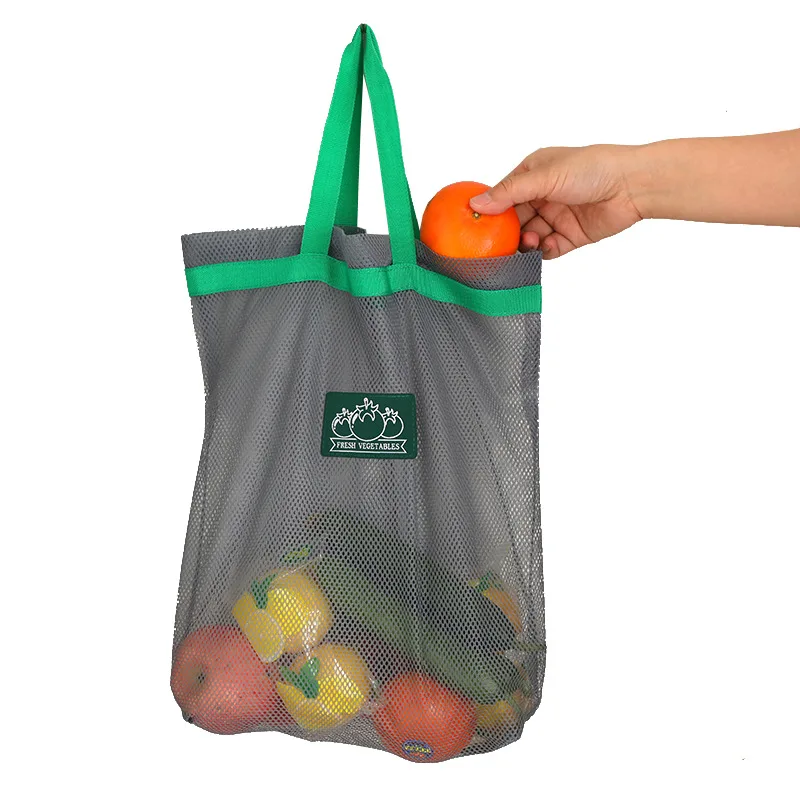 

Reusable Mesh Vegetable Fruit Storage Bags Eco Foldable Shopping Tote Handbag Large Home Kitchen Organizer for Groceries