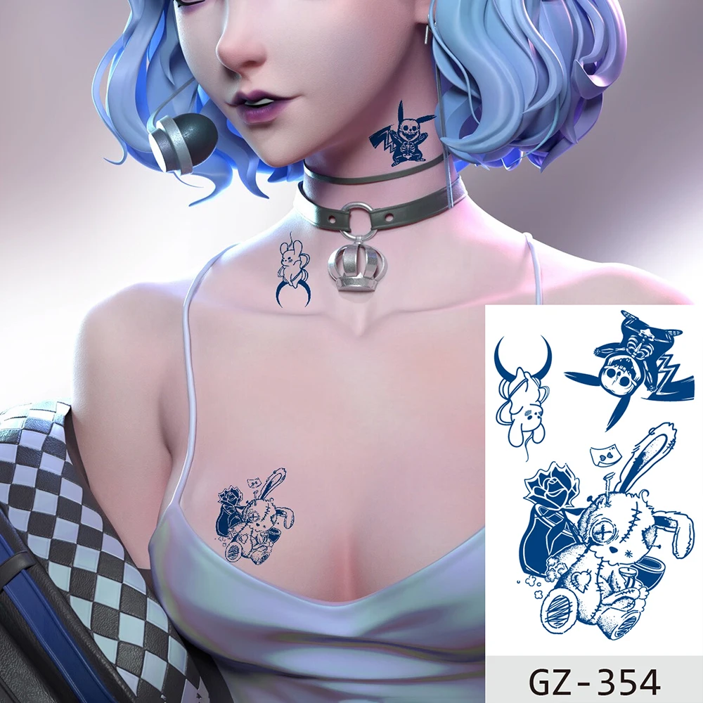 

Temporary Waterproof Tattoos Stickers Gun Sin Lovelorn Juice Ink Lasting Boy Girl Women Men Arm Chest Neck Body Art Fake Tatoo