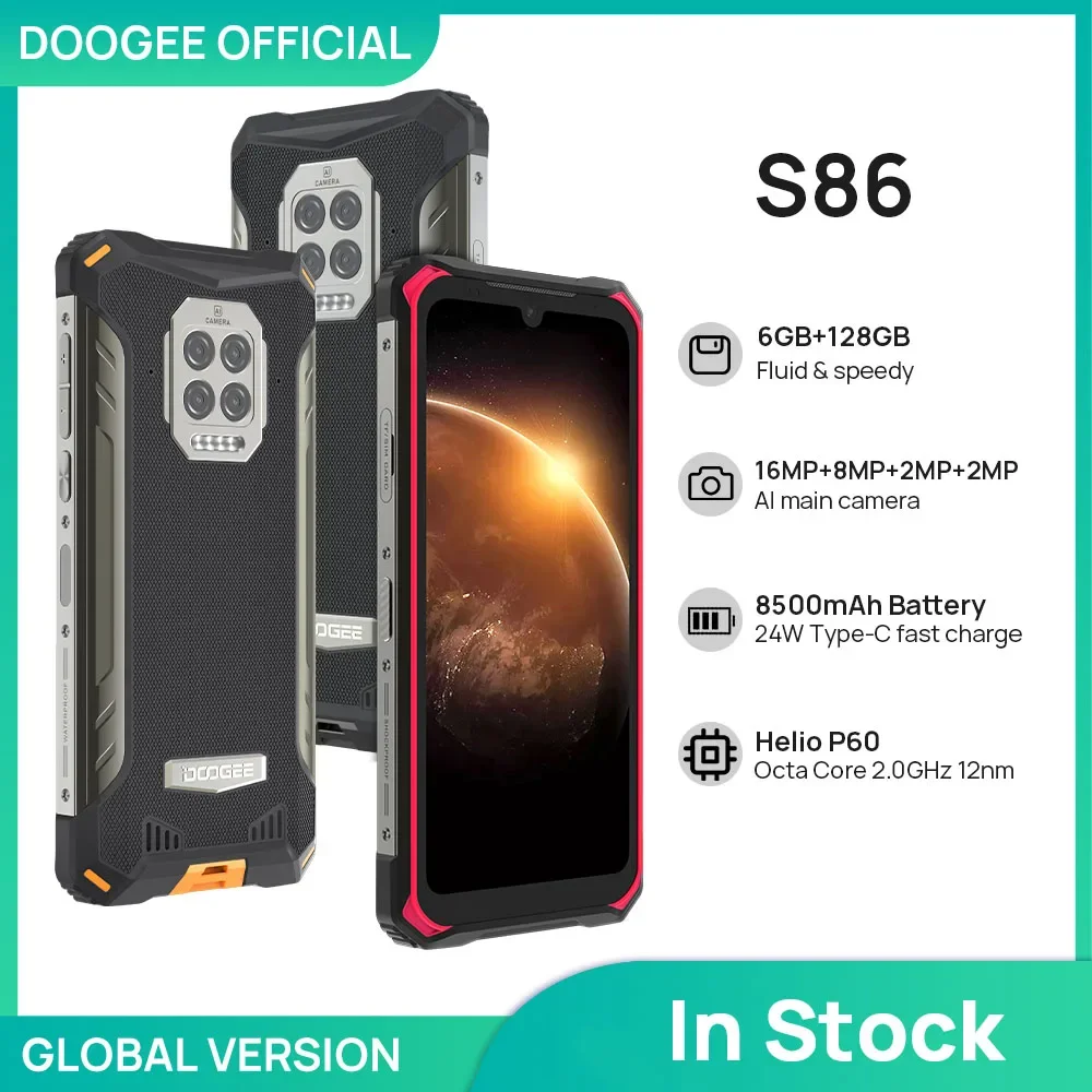 

Смартфон DOOGEE S86 защищенный, 6 + 128 ГБ, 8500 мАч, IP68/IP69K, Android 10