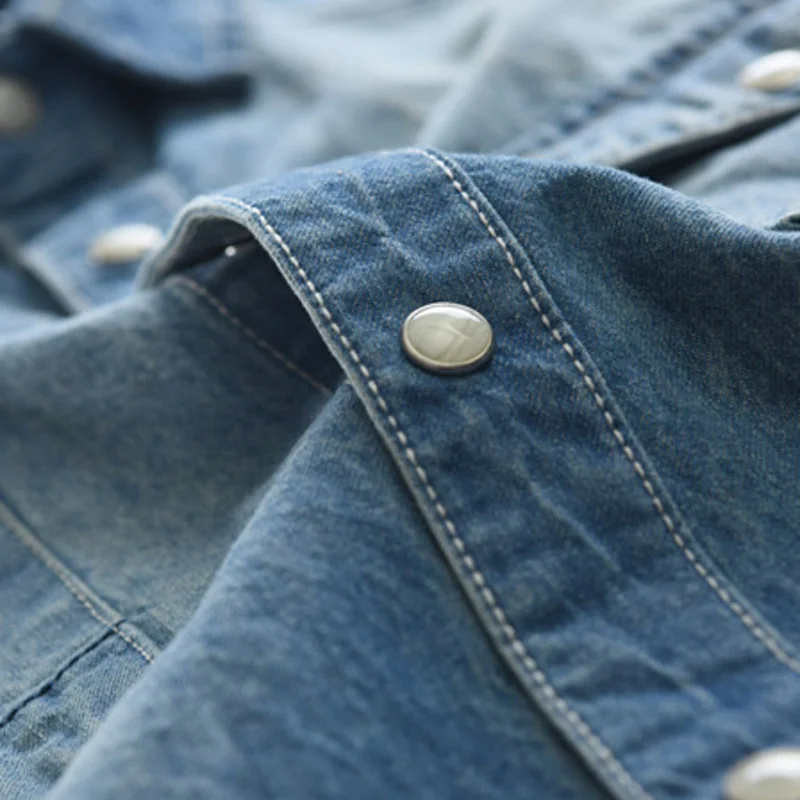 Джинсовая рубашка с длинным рукавом для мужчин простые классические