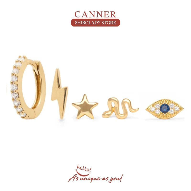 

CANNER Star Lightning Pearl Eyes 3PCS/Set Earrings For Women Korean Fashion Y2K Piercing Earring Hoop Pendiente Wedding Jewelry