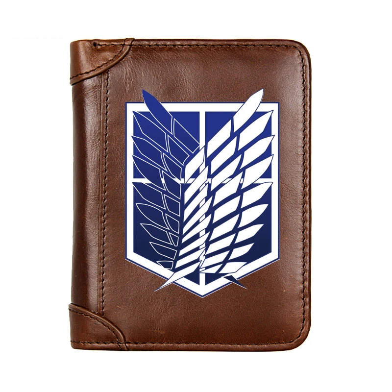 

Модный мужской кошелек из натуральной кожи с принтом «атака на Титанов», классический Карманный Тонкий держатель для карт, мужские коротки...