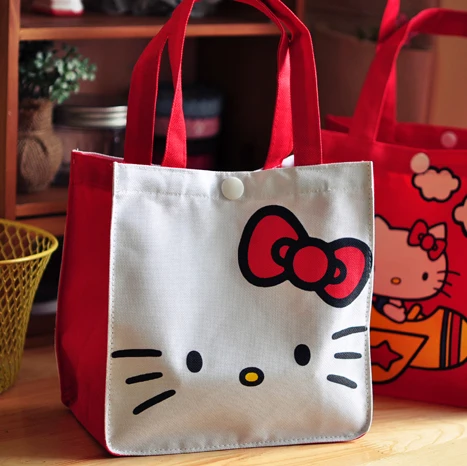 

Kawaii Hellokitty Waterproof Cute Cartoon Children Canvas Lunch Bag Lunch Box Bag Portable Organization Bag Fruit Bag