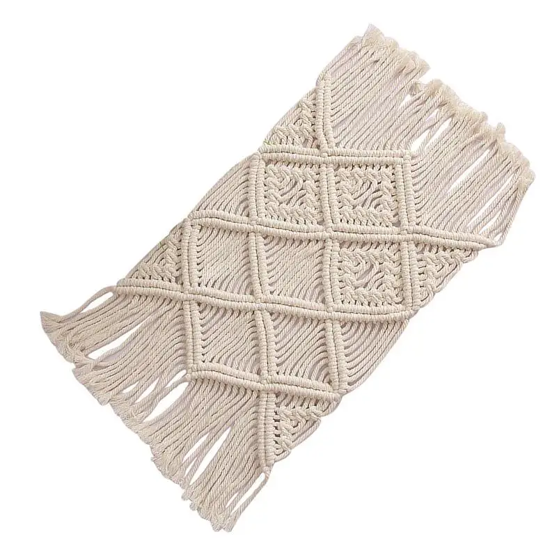 

Cotton Braid Coasters Woven Mats With Tassel Insulation Coffee Pad Placemat Non-slip Handmade Macrame Cup Cushion Mat For Table