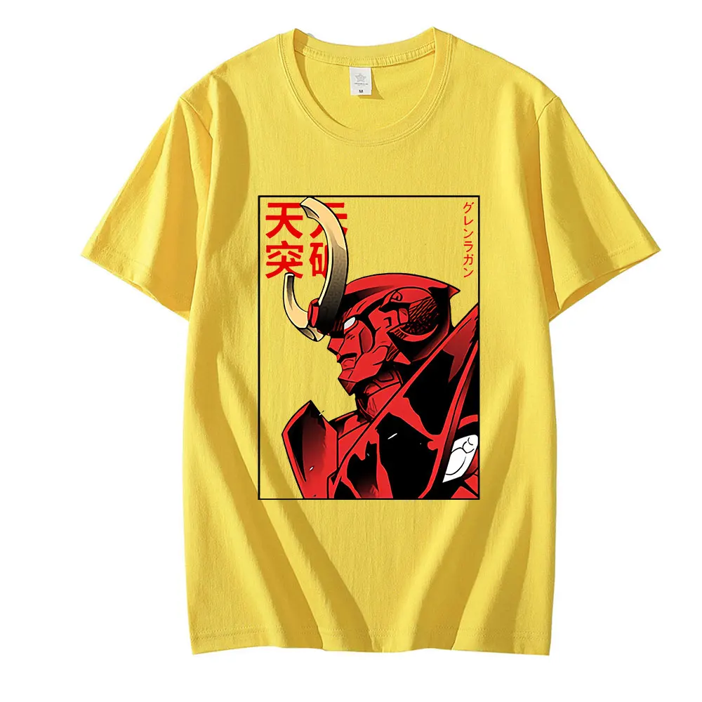 Футболка мужская хлопковая оверсайз модная тенниска с рисунком аниме Tengen Toppa Gurren