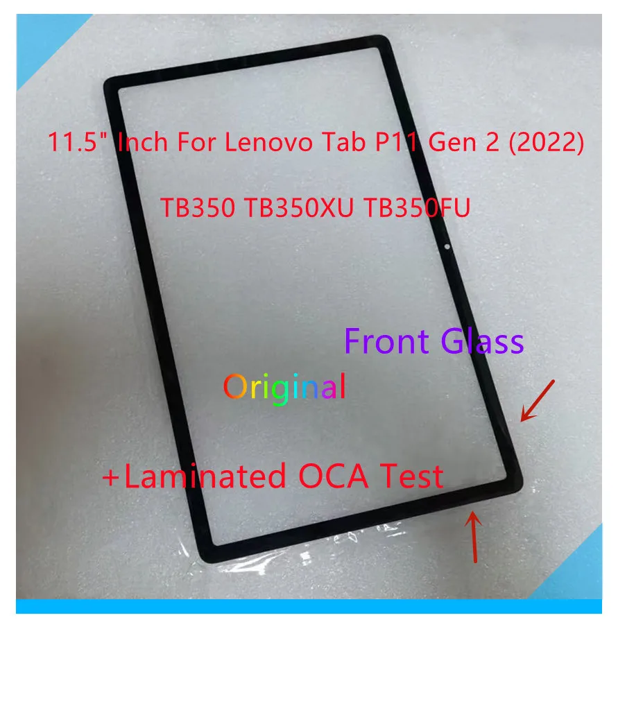 Фото Новое 11,5-дюймовое сенсорное стекло (внешняя панель) для Lenovo Tab P11 Gen 2 (2022) TB350 TB350FU TB350XU с OCA, протестировано №3