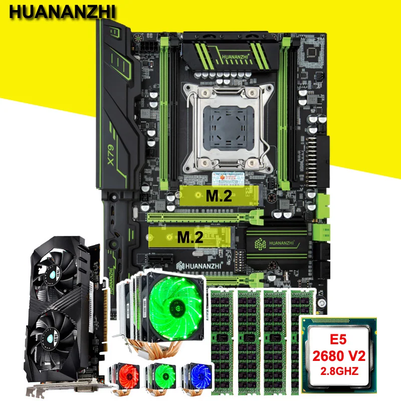 

HUANANZHI X79 Super Motherboard with DUAL M.2 Slot CPU Intel Xeon E5 2680 V2 with Cooler RAM 16G Video Card GTX1050Ti 4G