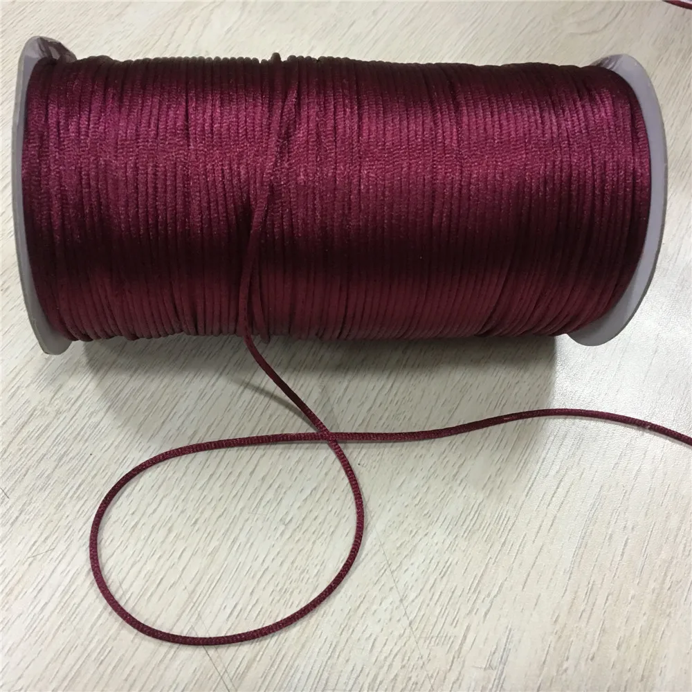 

2mm Burgundy 10-225meters Chinese Knot Cord Satin Thread Macrame Rope Bracelet Braided String DIY Tassels Beading Thread