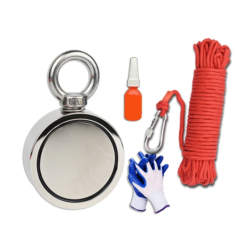 

1Set Fishing Magnet Rope Diameter 0.24in Nylon Rope Roller Cord Easy to Carry Powerful Super Strong Magnet for Salvage Hot