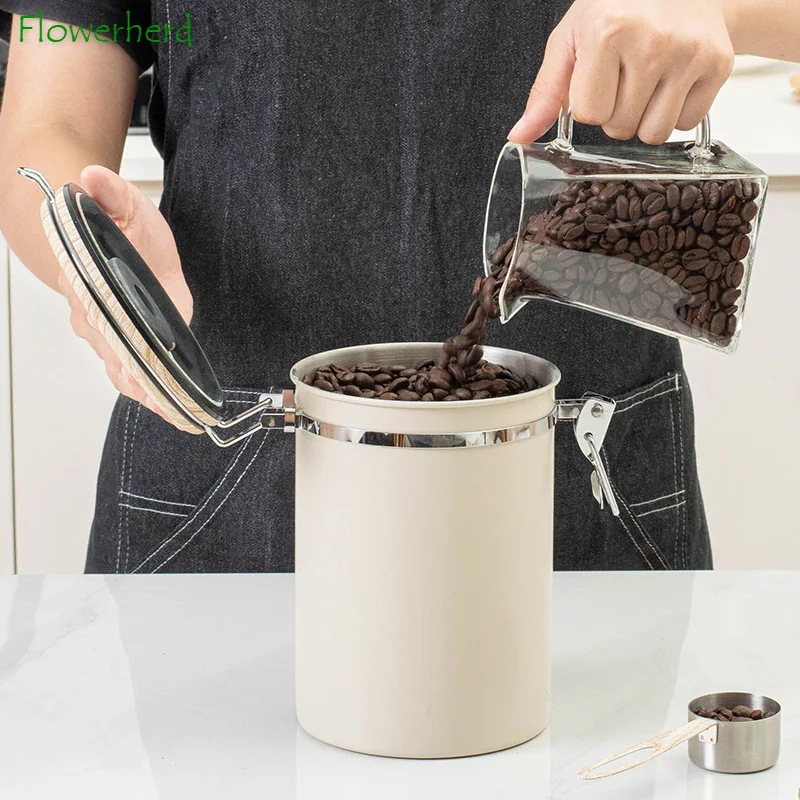 

1.8L Coffee Canister Large Coffee Storage Airtight Canister with Date Tracker Scoop Tea Dried Fruit Canister Stainless Steel