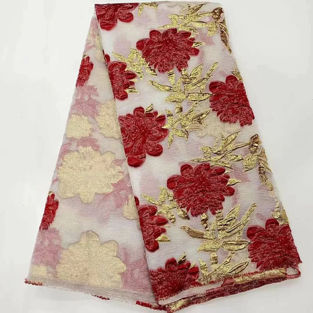 Новейшая красная жаккардовая кружевная ткань французская Тюлевая 2021