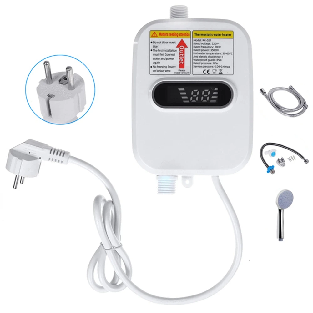 

3500W Electric Thankless Instant Hot Water Heater 220V Bathroom Faucet Tap Heating 3 Seconds Instant Heating EU Plug