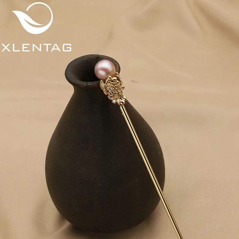 

Xlentag Purple Natural Freshwater Pearls Flowers Woman Hairpins Elegant Art Luxury Fine Jewelry Ornaments Girlfriend GiftsGH0068