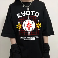 japanese anime kyoto mix traditional and modern shirts for women short sleeve o neck loose t shirt summer tops camisetas mujer