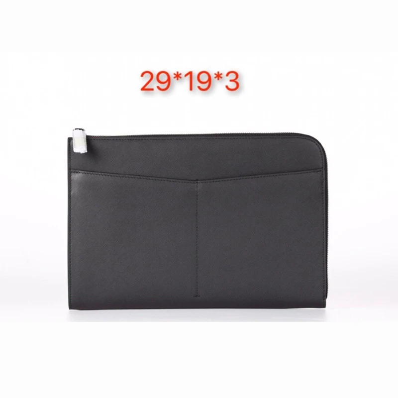 Saffiano MB Genuine Leather 11inch Tablet Universal Business Zipper Clutch for Ipad Pro 11 Minimalist Style Cover for 10.9 Inch